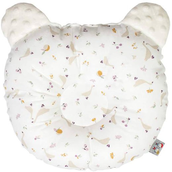 Coussin Anti Tête Plate Réversible En Minky Sidonia, Beige, Écru, Blanc