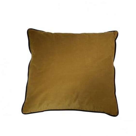 Coussin carré en velours jaune moutarde, 50X50 cm CAMELIA