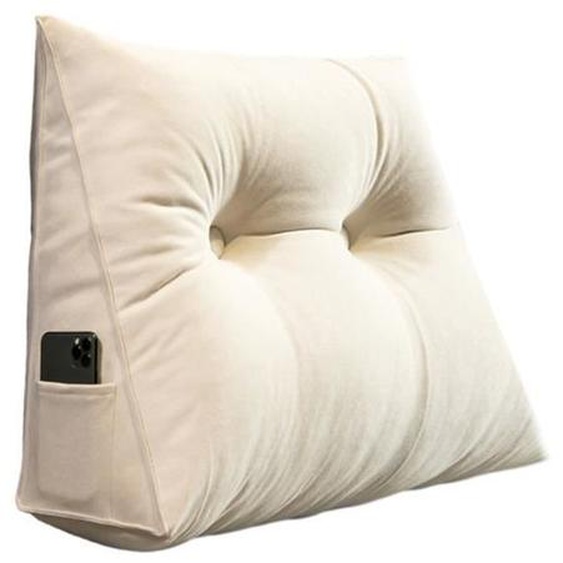 Coussin Compensé Triangulaire, Oreiller De Lecture TêTe De Lit, Dossier De Amovible, Coussin Lombaire en Coin,Blanc,60*50*20cm