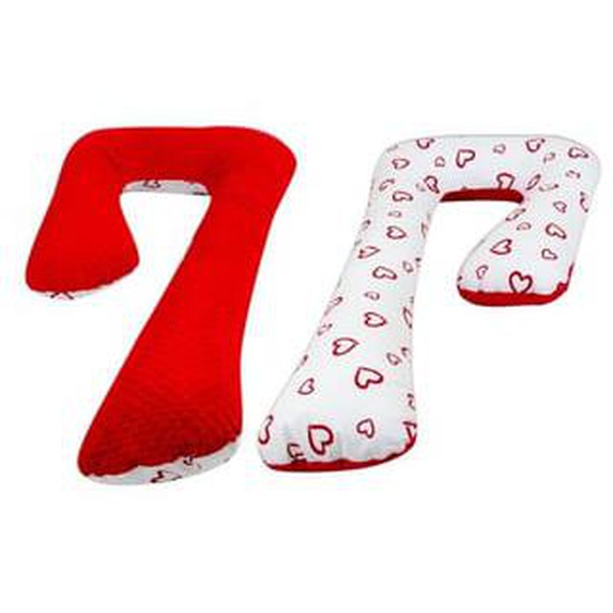 coussin daccouchement dallaitement usages multiples coeurs rouges sur fond blanc - rouge