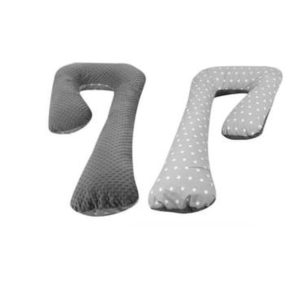 coussin daccouchement dallaitement usages multiples étoiles blanches sur fond gris ¿ gris