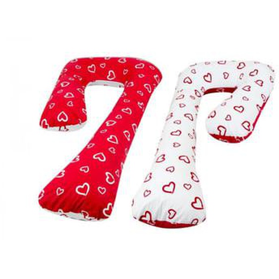 Coussin daccouchement pre/post natal coeurs blancs sur fond rouge - coeurs rouges sur f