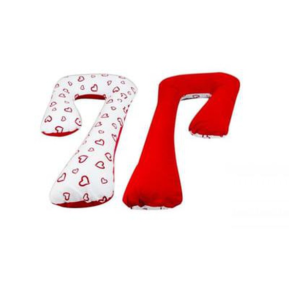 Coussin daccouchement pre/post natal coeurs rouges sur fond blanc - rouge