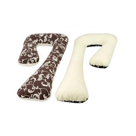Coussin daccouchement pre/post natal dessin floral sombre ¿ crème