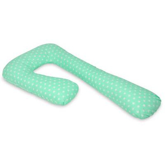 Coussin daccouchement pre/post natal etoiles blanches sur fond bleu menthe