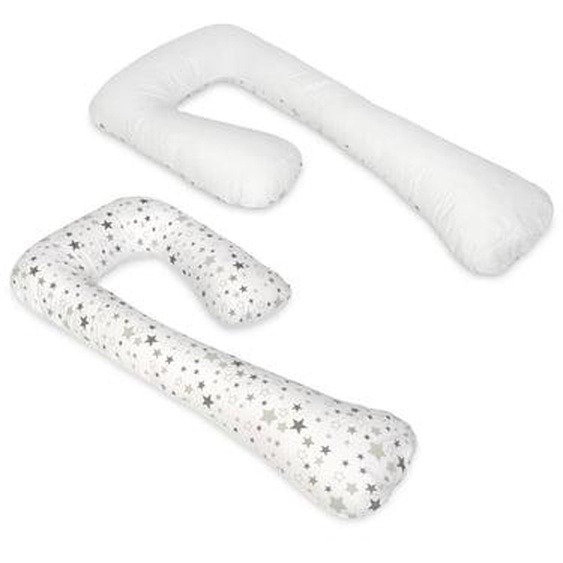 Coussin daccouchement pre/post natal Etoiles grises et blanches sur fond blanc ¿ blanc