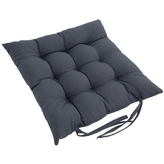 Coussin de chaise - 40x40 cm Coussin de siège touffeté - Galette de chaise dintérieur avec attaches - Gris (1Pc)