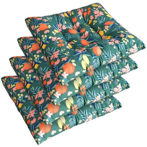 Coussin de Chaise - Lot de 4 Coussins Carrés avec Attaches pour Chaises Intérieur ou Extérieur,40*40cm,B