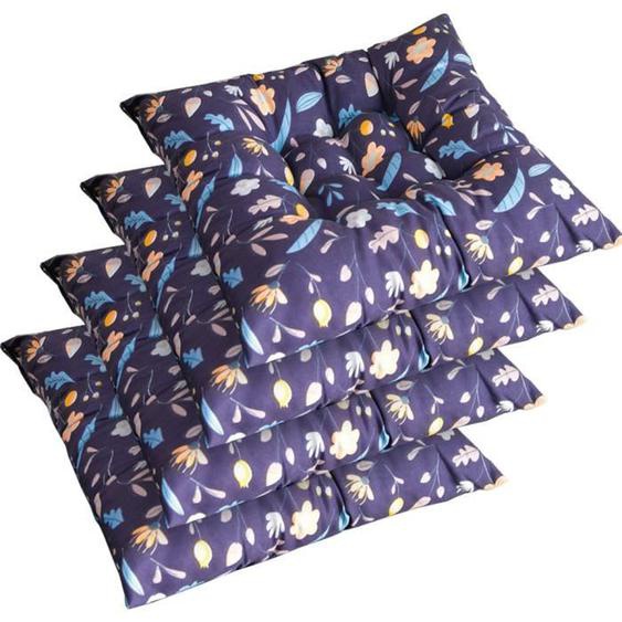 Coussin de Chaise - Lot de 4 Coussins Carrés avec Attaches pour Chaises Intérieur ou Extérieur,40*40cm,J