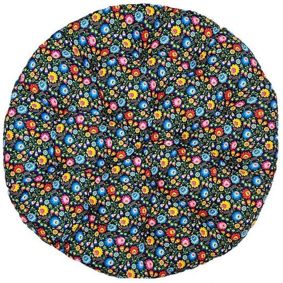 Coussin de Fauteuil Suspendu - SUPERKISSEN24 - FOLK - Noir - Rond - Anti-allergènes