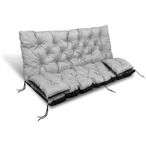 Coussin de jardin 180x60x50 cm + 2 coussins pour balancelle imperméable gris clair
