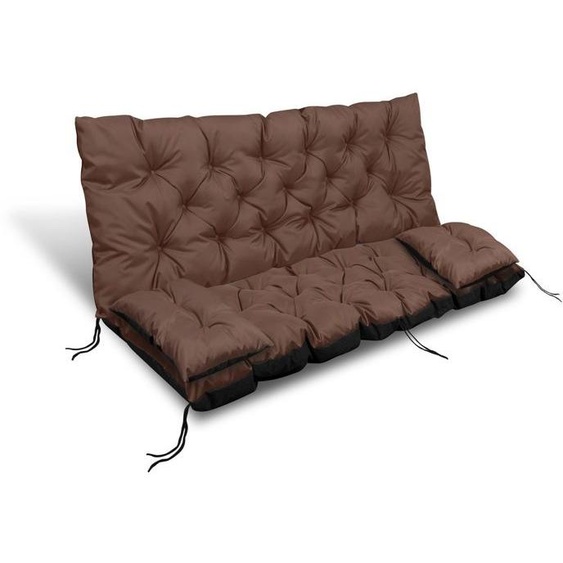 Coussin de jardin 180x60x50 cm + 2 coussins pour balancelle imperméable marron