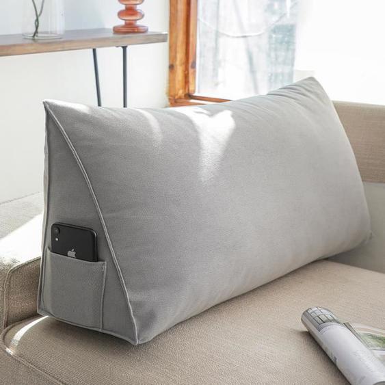 Coussin de lecture triangulaire côtelé pour la lecture et le travail, coussin de dossier de canapé -Gris