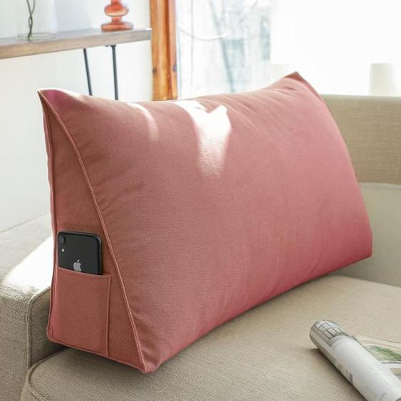 Coussin de lecture triangulaire côtelé pour la lecture et le travail, coussin de dossier de canapé -Rose