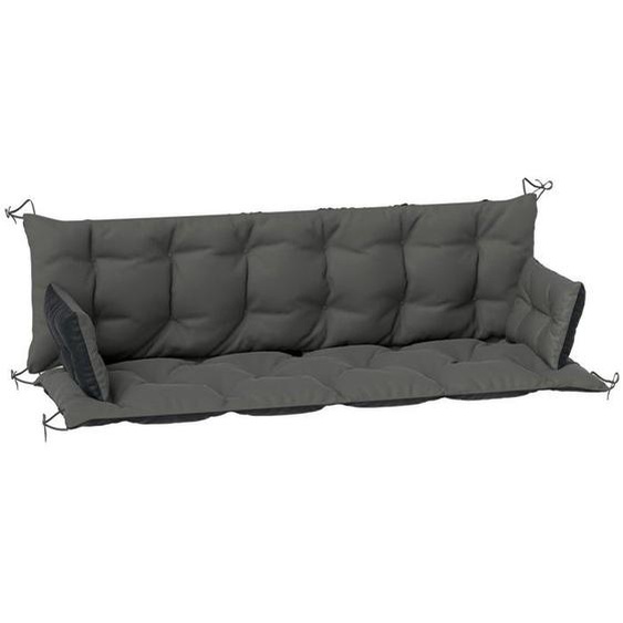 Coussin Dextérieur Banc 3 Places 180x110x8cm Attaches Intérieur&extérieur Balancelle Hollywood Gris Foncé Noir