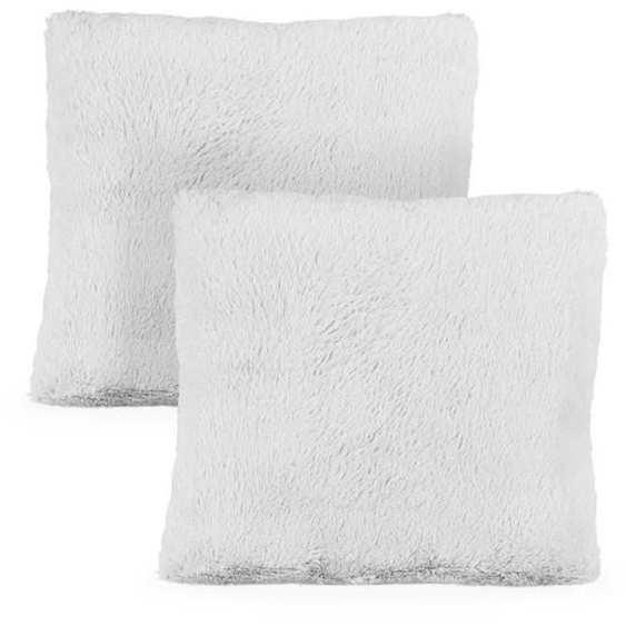 Relaxdays Coussin doux, lot de 2, avec remplissage, moelleux, housse amovible, décoratif, 35 x 40 cm, gris clair