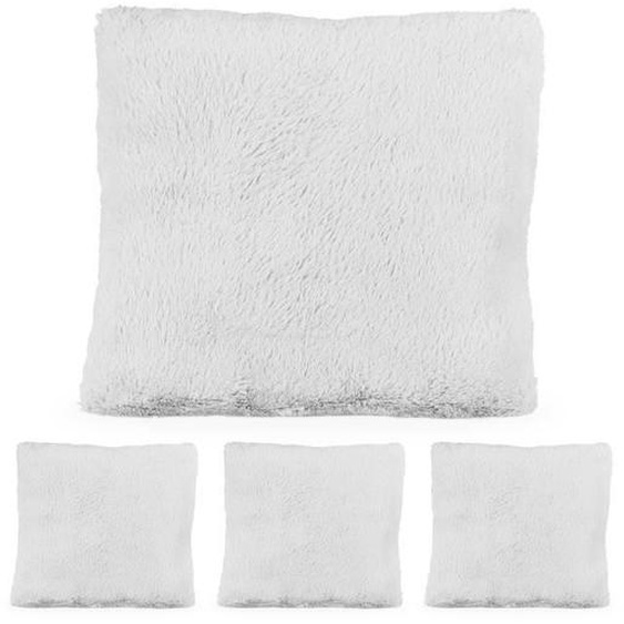 Coussin doux, lot de 4, avec remplissage, moelleux, housse amovible, coussin de canapé, décoratif, 35x40 cm, gris clair