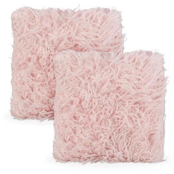 Relaxdays Coussin doux, lot de 2, avec remplissage et housse, moelleux, décoratif, 35 x 40 cm, rose