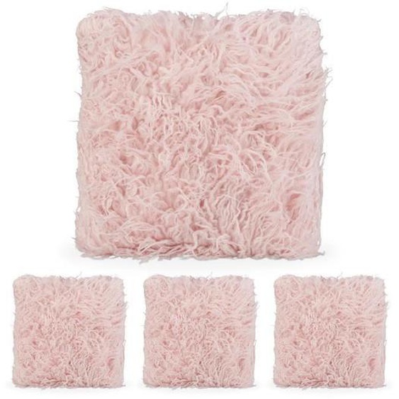 Coussin doux, lot de 4, avec remplissage et housse, coussin de canapé, moelleux, décoratif, 35 x 40 cm, rose