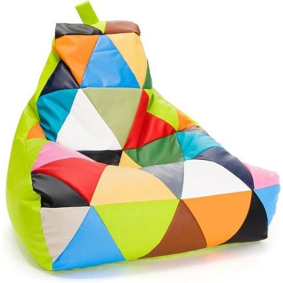 Coussin en patchwork synthétique - Lit de détente confortable - Résistant aux déchirures et aux taches - 80 x 85 x 100 cm - Couleur verte