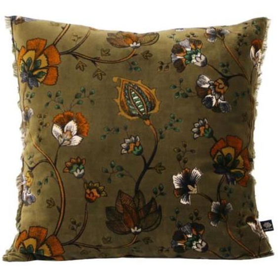 Coussin - SUD ETOFFE - Vintage Tabac - 45x45 cm - Velours Coton - Motif Floral