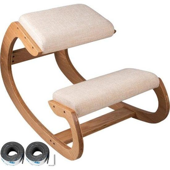 Coussin ergonomique pour les genoux - Bois de bouleau - Avec coussin épais - Pour une bonne posture - Fonction pivotante