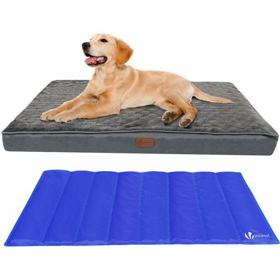 Coussin matelas pour chien déhoussable – Panier en mousse avec tapis rafraîchissant en gel amovible – 115x81x9cm - Vounot