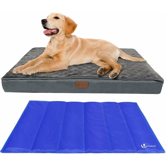 Coussin matelas pour chien déhoussable – Panier en mousse avec tapis rafraîchissant en gel amovible – 76x51x9cm - Vounot