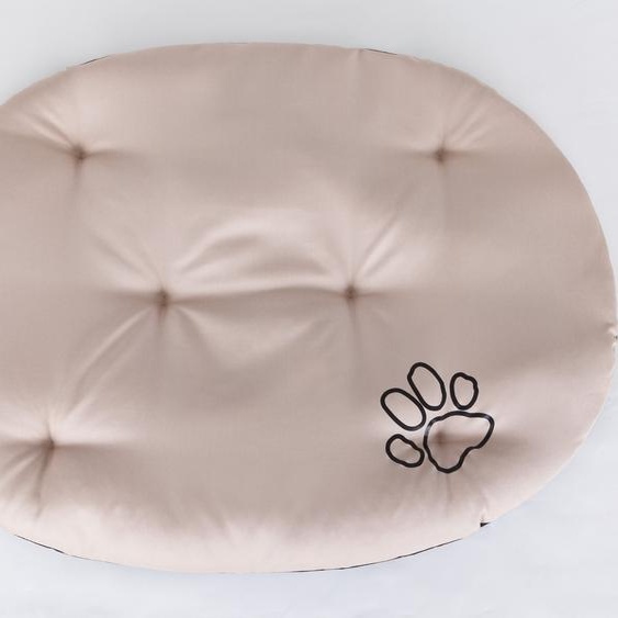 Coussin ovale pour chien R3 - 58×43 cm, imperméable, OEKO-TEX, doux & robuste, pour petits chiens & chats | Beige
