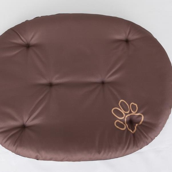 Coussin ovale pour chien R3 - 58×43 cm, imperméable, OEKO-TEX, doux & robuste, pour petits chiens & chats | Marron