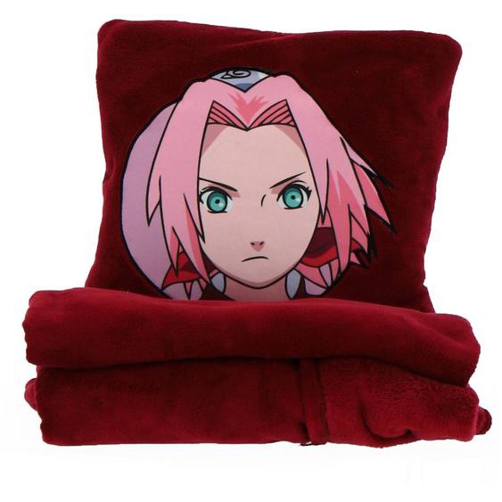 Coussin Plaid 2 En 1 Naruto Shippuden Sakura Polyester Rouge