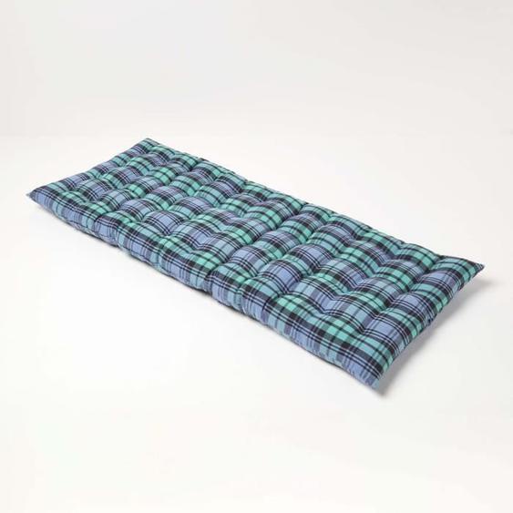 Coussin pour banc de jardin 2 places, Carreaux écossais bleu