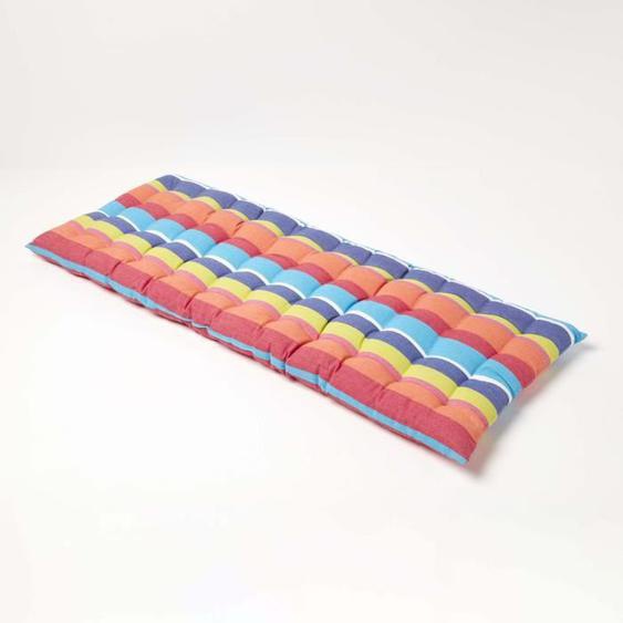 Coussin de jardin - Non précisé - 2 places - Rayures multicolores - Orange - Rectangulaire
