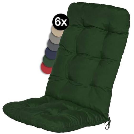 Coussin pour chaise de jardin Beautissu Flair HL - Set 6 coussins 120x50x6cm vert foncé