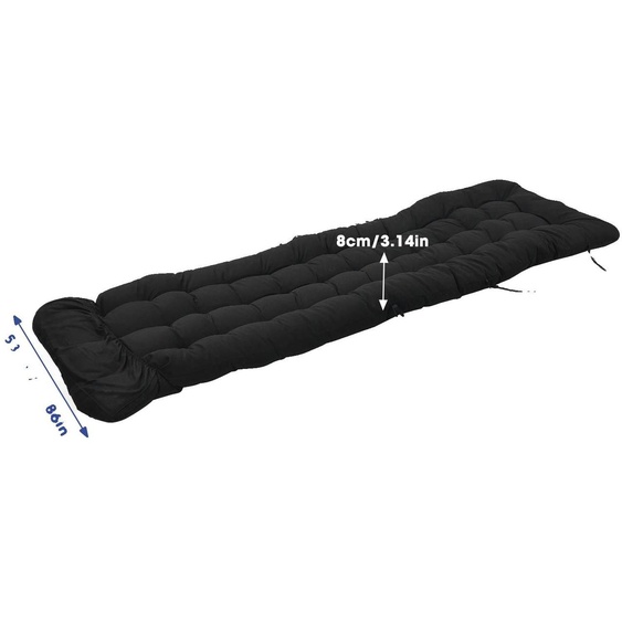 Coussin pour chaise longue, matière respirante, utilisation polyvalente, noir