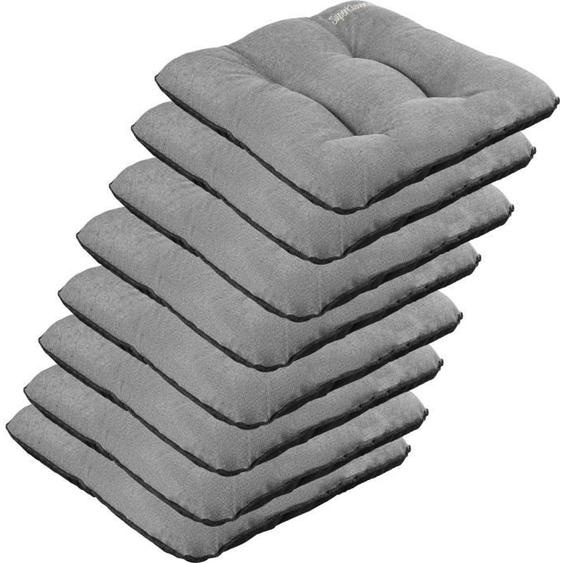 Coussin pour Chaise Siège Banc de Jardin Canapé - Lot de 8 45x45cm - Imperméable - Lin Gris - SuperKissen24