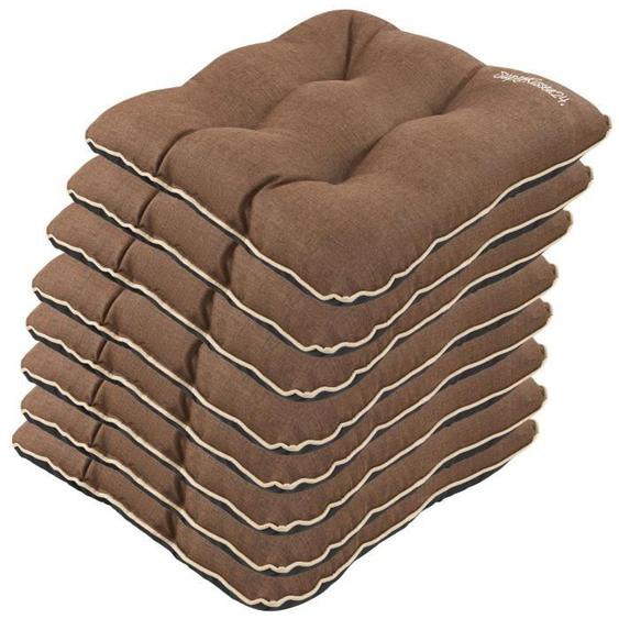 Coussin pour Chaise Siège Banc de Jardin Canapé - Lot de 8 45x45cm - Imperméable - Lin Marron - SuperKissen24