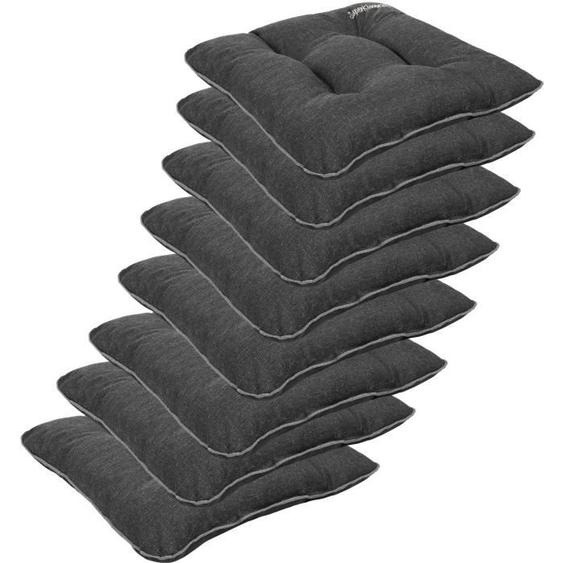 Coussin pour Chaise Siège Banc de Jardin Canapé - Lot de 8 45x45cm - Imperméable - Lin Noir - SuperKissen24