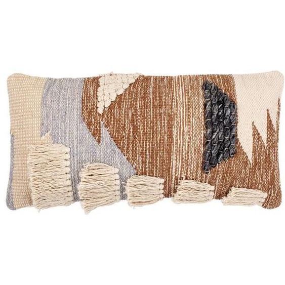 Coussin rectangulaire design boho Bali en coton et laine housse + remplissage - Ilinai Multicolore
