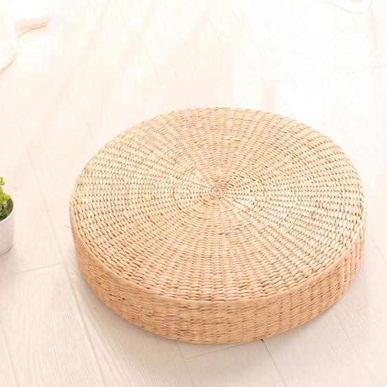 Coussin Tatami Ronde en Paille Tressée, Coussin Respirant et Confortable pour le Sol, Coussin Handmade
