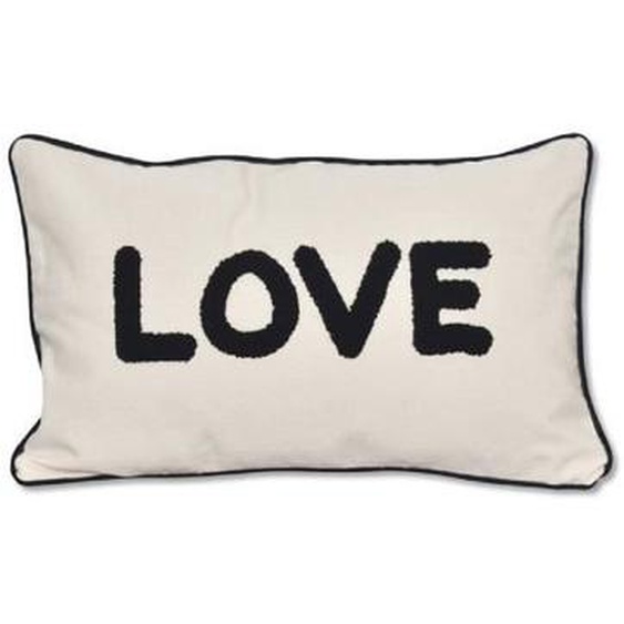 Coussin - TRADILINGE - Love Naturel - 30x50 cm - Déhoussable - Design Contemporain
