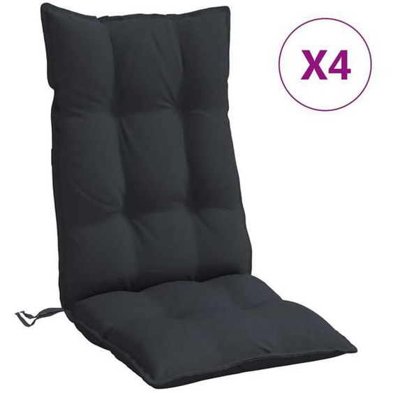 Coussins de chaise à dossier haut - Bonne vie - lot de 4 - noir tissu oxford - Confort moelleux612982 •