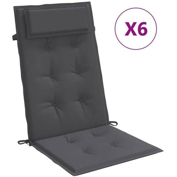 Coussins de chaise à dossier haut - Bonne vie - lot de 6- anthracite - Confort moelleux397316 •