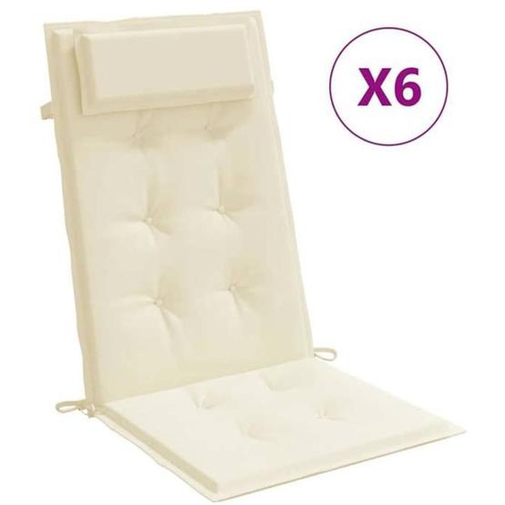 Coussins de chaise à dossier haut - Bonne vie - lot de 6- crème tissu oxford - Confort moelleux446172 •