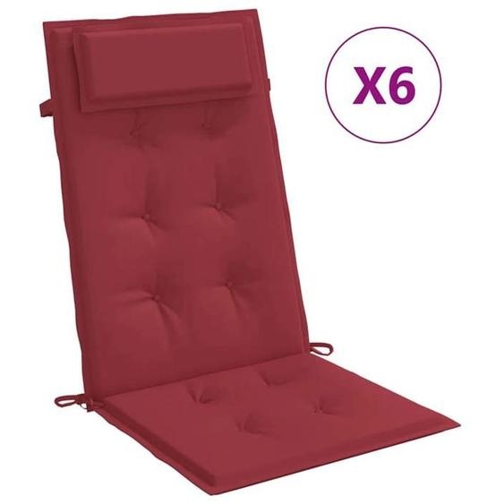 Coussins de chaise à dossier haut - Bonne vie - lot de 6- rouge bordeaux - Confort moelleux688681 •