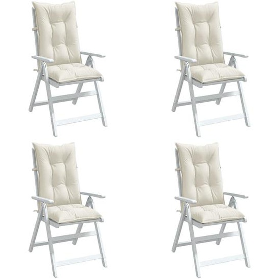 Coussins de chaise à dossier haut lot de 4 crème mélangé tissu
