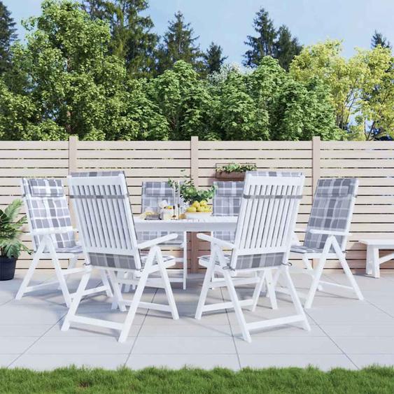 Coussins de chaise à dossier haut lot de 6 carreaux gris
