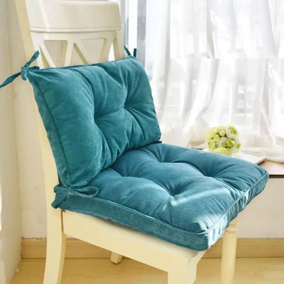 Coussins de Chaise avec Dossier, 1 Lot de 2: Coussin dassise 43 x 43 cm et Coussin Dossier 43 x 30 cm, Bleu