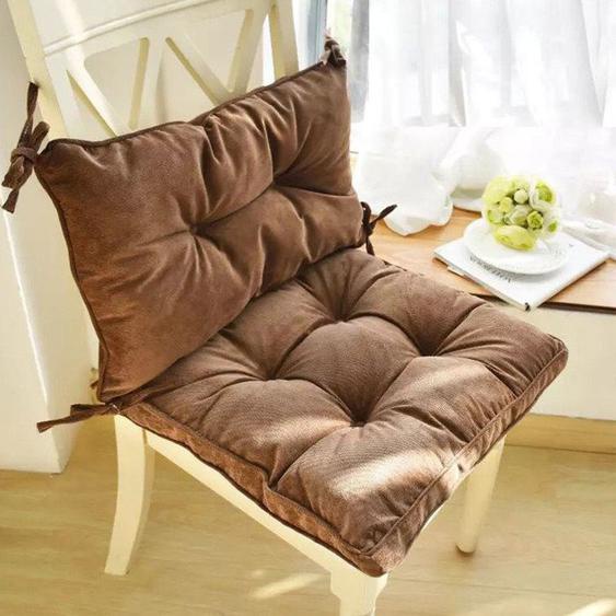 Coussins de Chaise avec Dossier, 1 Lot de 2: Coussin dassise 43 x 43 cm et Coussin Dossier 43 x 30 cm, Cafe