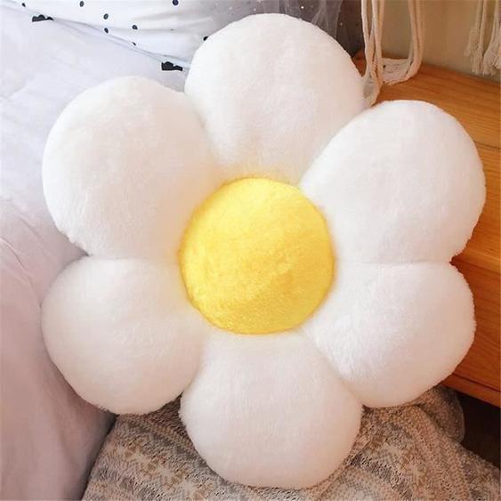 Coussins de Chaise Forme de Fleur - Marque - Blanc - Peluche Douce Duveteux Tatami Oreiller pour Siège